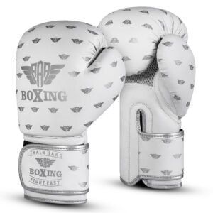 Buy White Boxing Gloves with Wrist Stability & Sweat Control – Ideal for Bag Work, Sparring & Training Free Shipping Included.